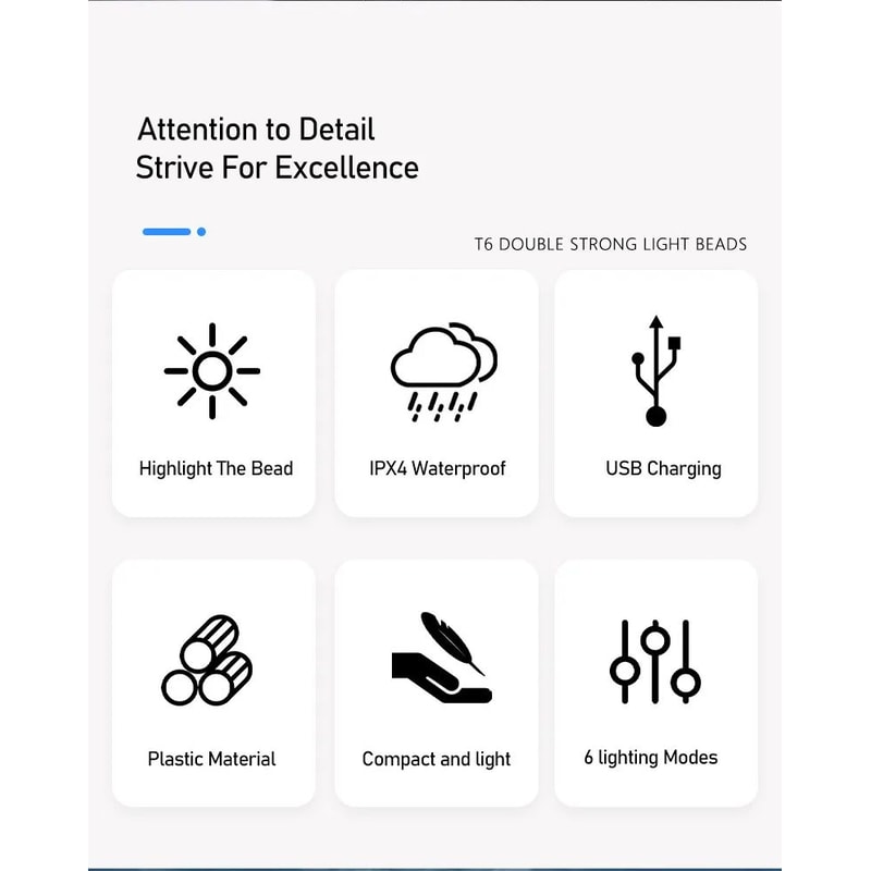 USB Rechargeable LED Bicycle Front Light 6