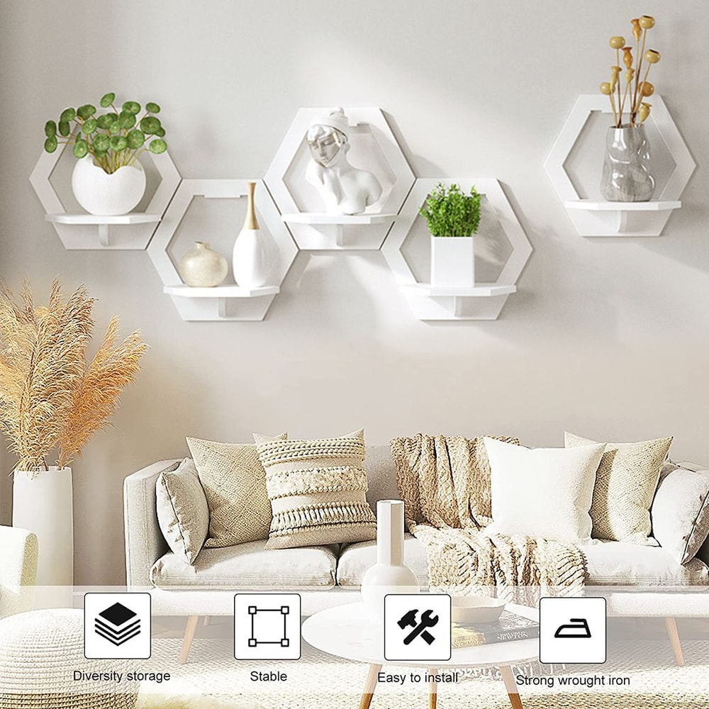 Hexagon Wall Shelf Display Set 6