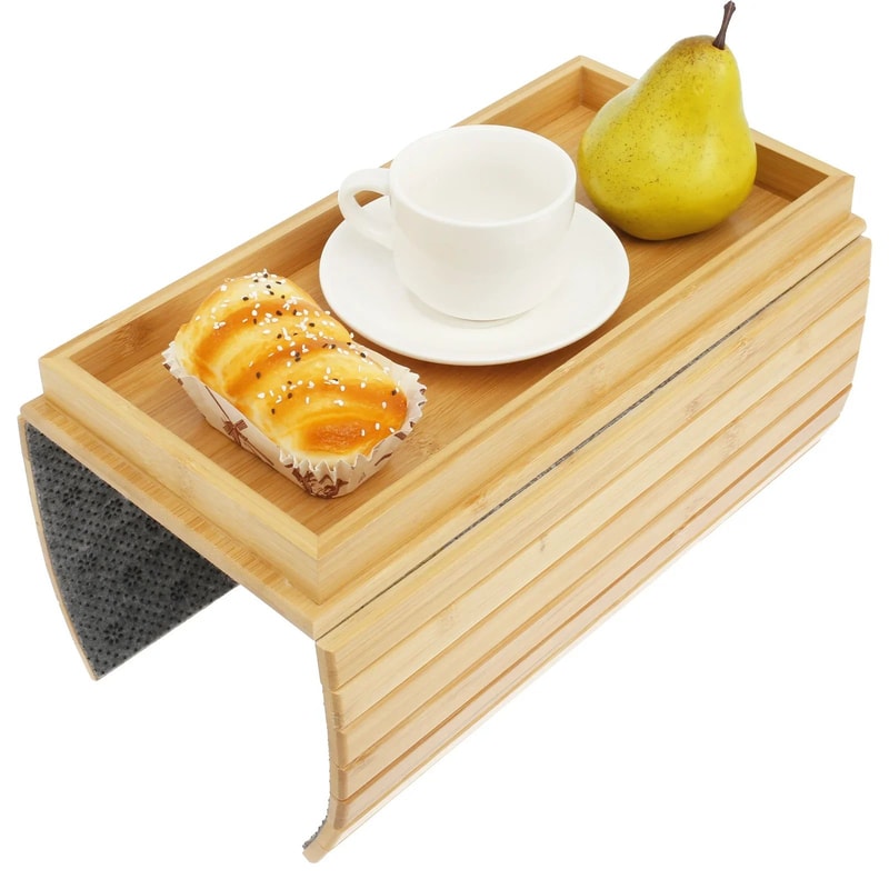Bamboo Sofa Armrest Cup Holder Tray 4