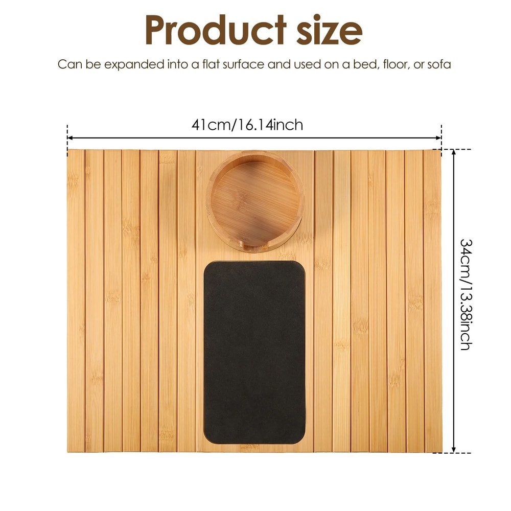 Bamboo Sofa Armrest Cup Holder Tray 6