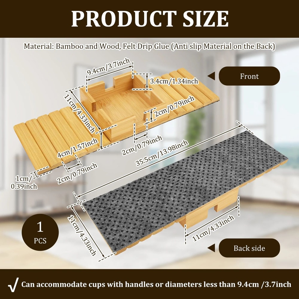 Bamboo Sofa Armrest Cup Holder Tray 8
