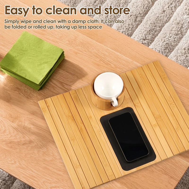 Bamboo Sofa Armrest Cup Holder Tray 12