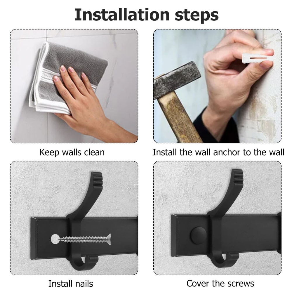 Wall Mounted Aluminum Coat Hook Rack 3