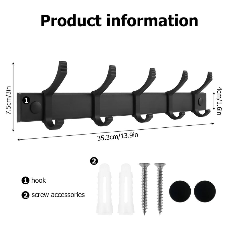 Wall Mounted Aluminum Coat Hook Rack 5