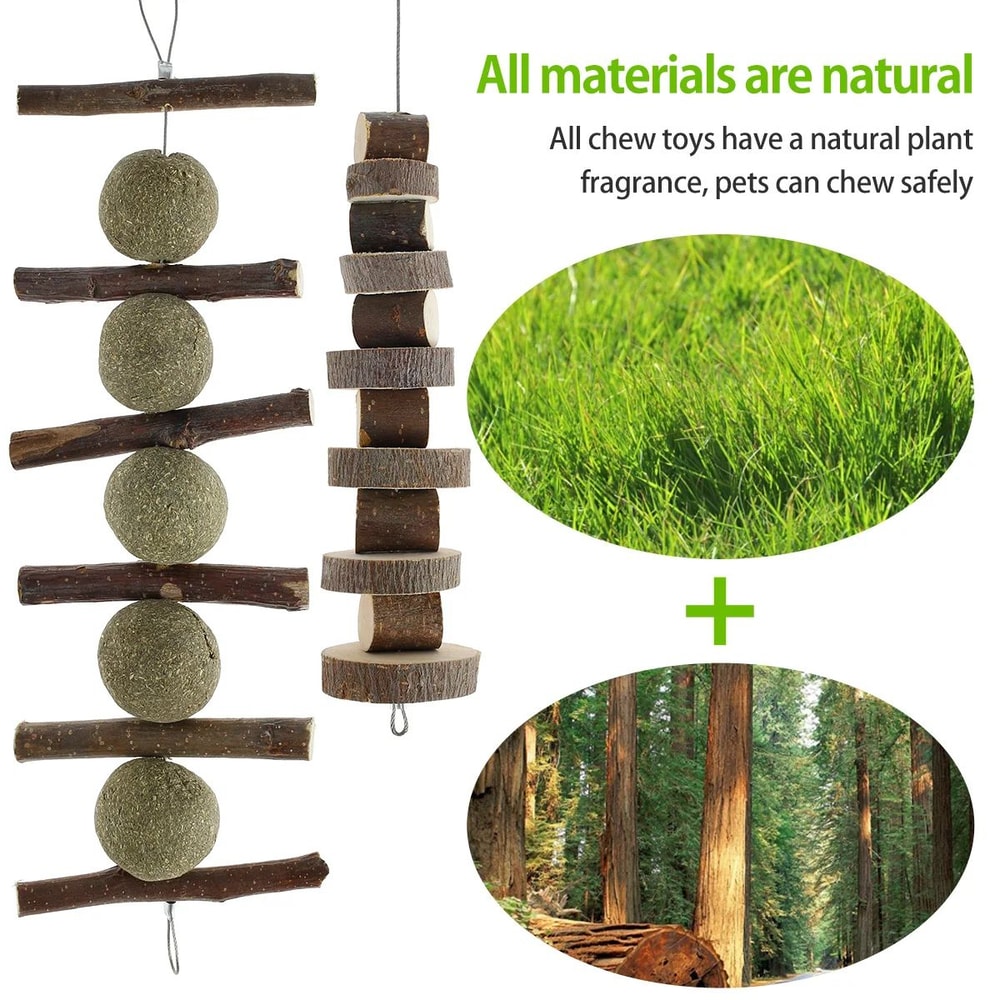 Natural Wooden Small Pet Chew Toy Set 11