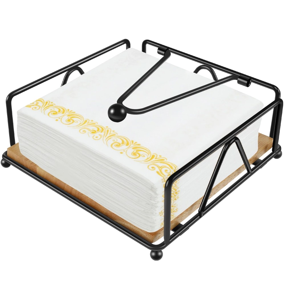 Iron Napkin Holder With Wooden Base 5
