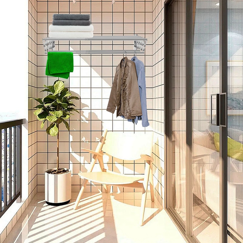 Retractable Wall Mounted Laundry Drying Rack 6