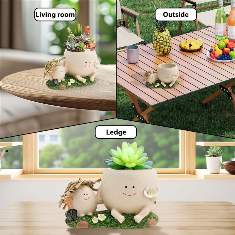 Cute Smiley Face Succulent Planter 5