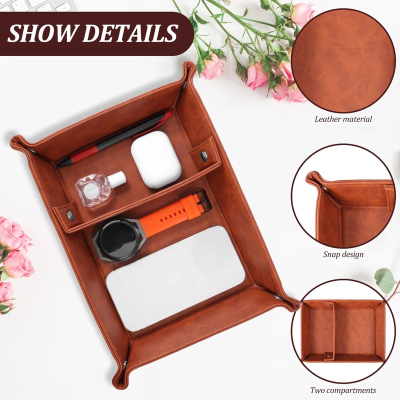 PU Leather Folding Valet Tray 2