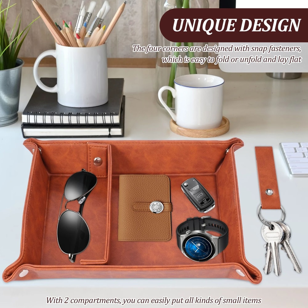 PU Leather Folding Valet Tray 3