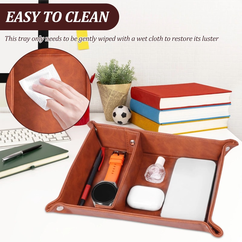 PU Leather Folding Valet Tray 4