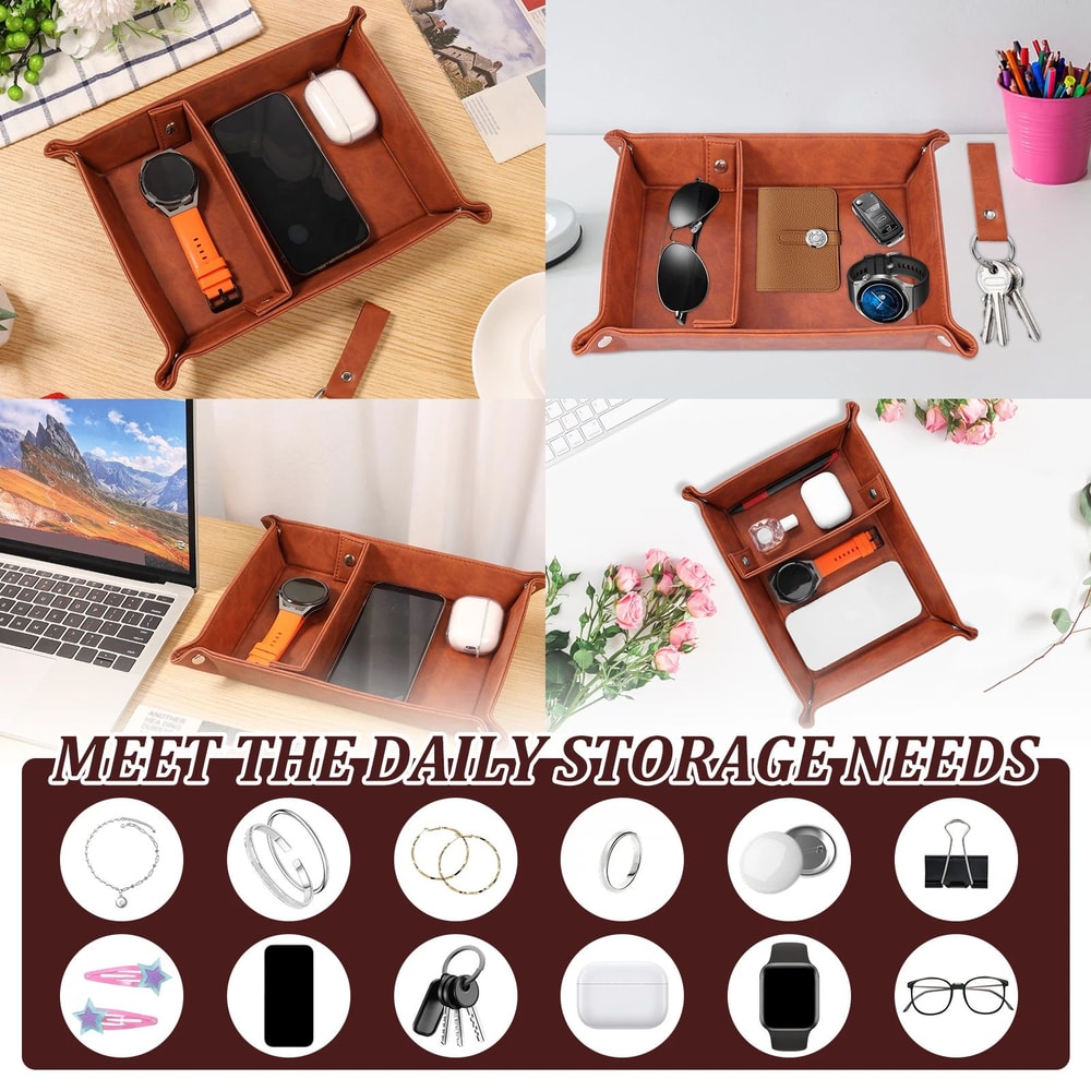 PU Leather Folding Valet Tray 6