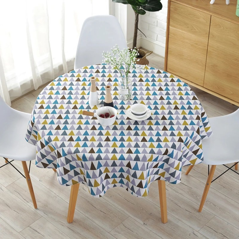 Round Cotton Linen Tablecloth 2