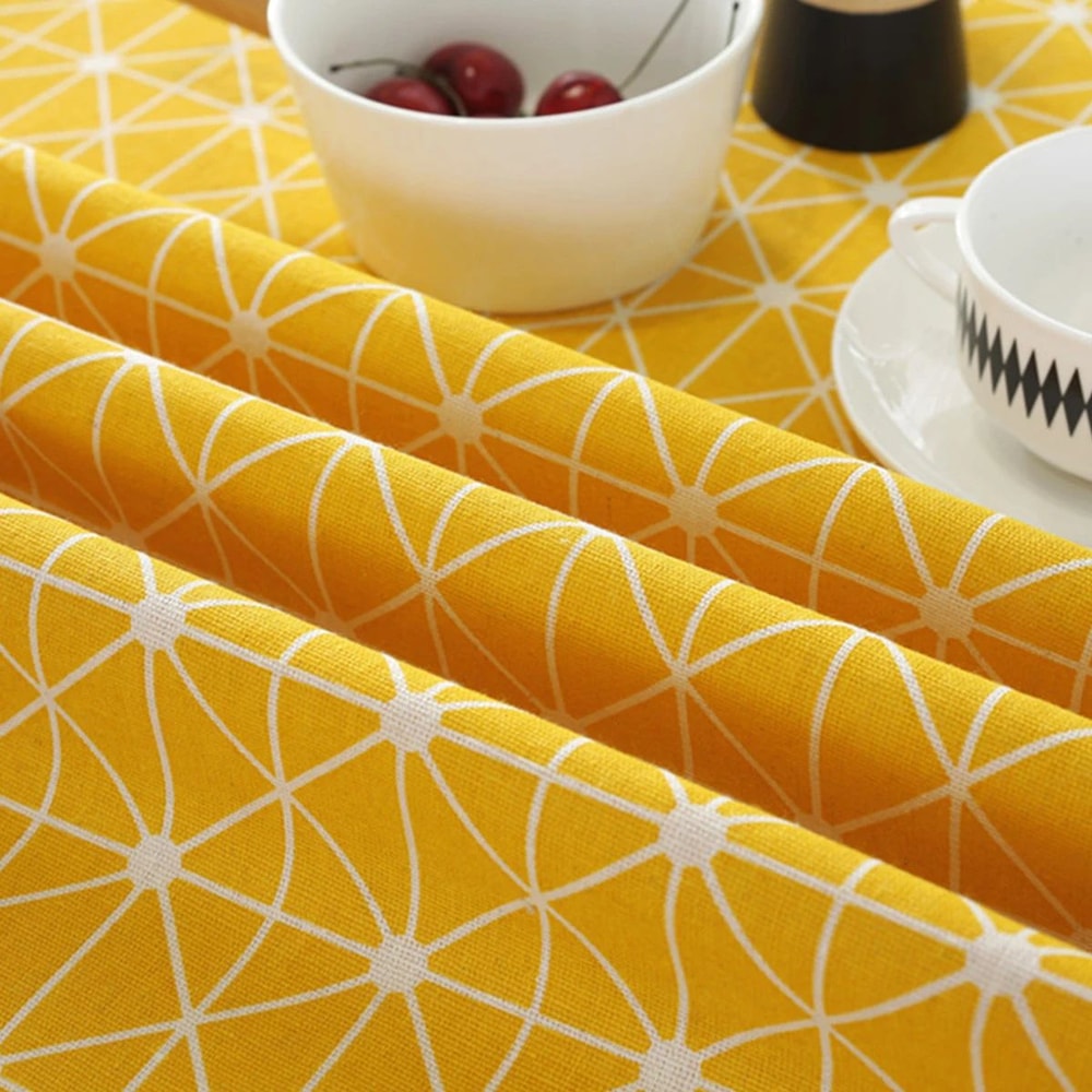 Round Cotton Linen Tablecloth 5