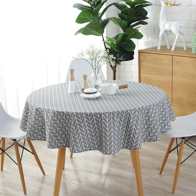 Round Cotton Linen Tablecloth 6