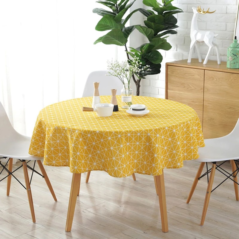 Round Cotton Linen Tablecloth 8