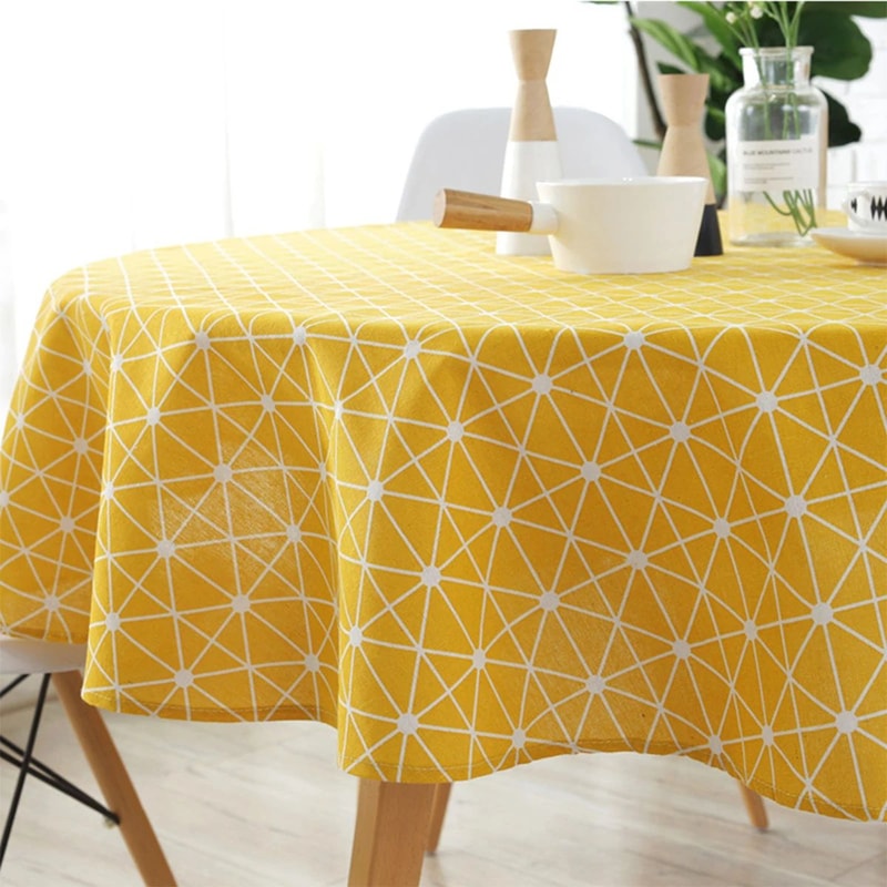 Round Cotton Linen Tablecloth 9