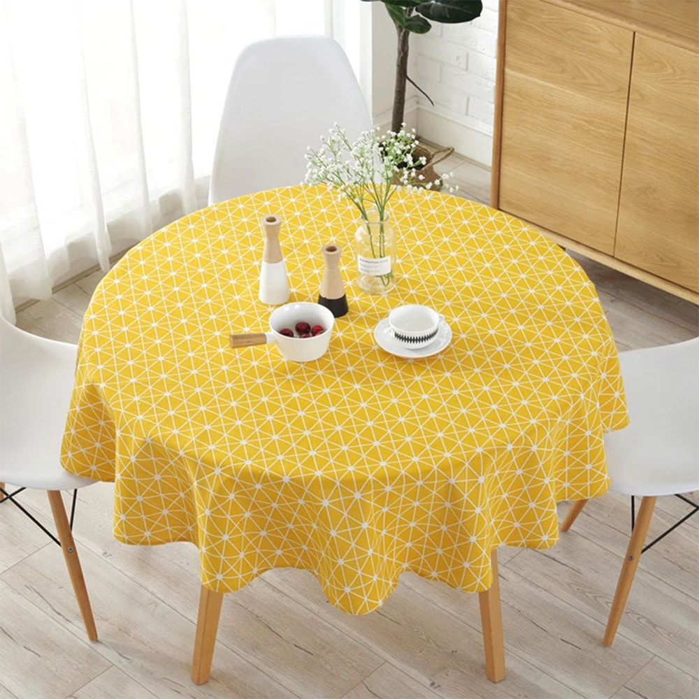 Round Cotton Linen Tablecloth 10