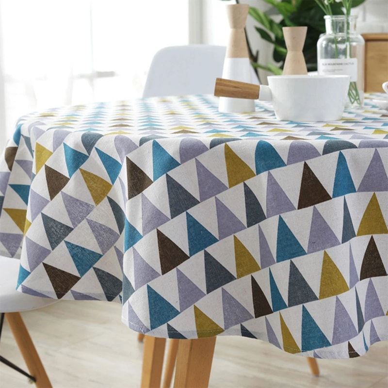 Round Cotton Linen Tablecloth 12
