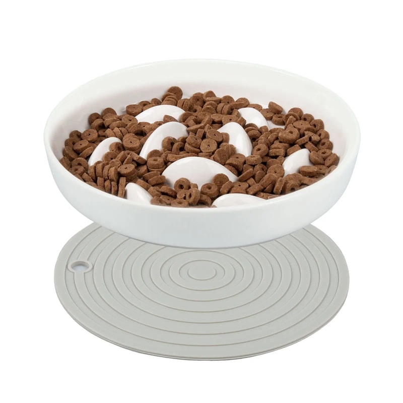 Cat Slow Feeder Ceramic Bowl 0