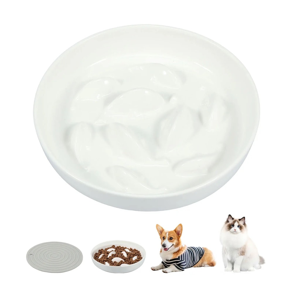 Cat Slow Feeder Ceramic Bowl 1