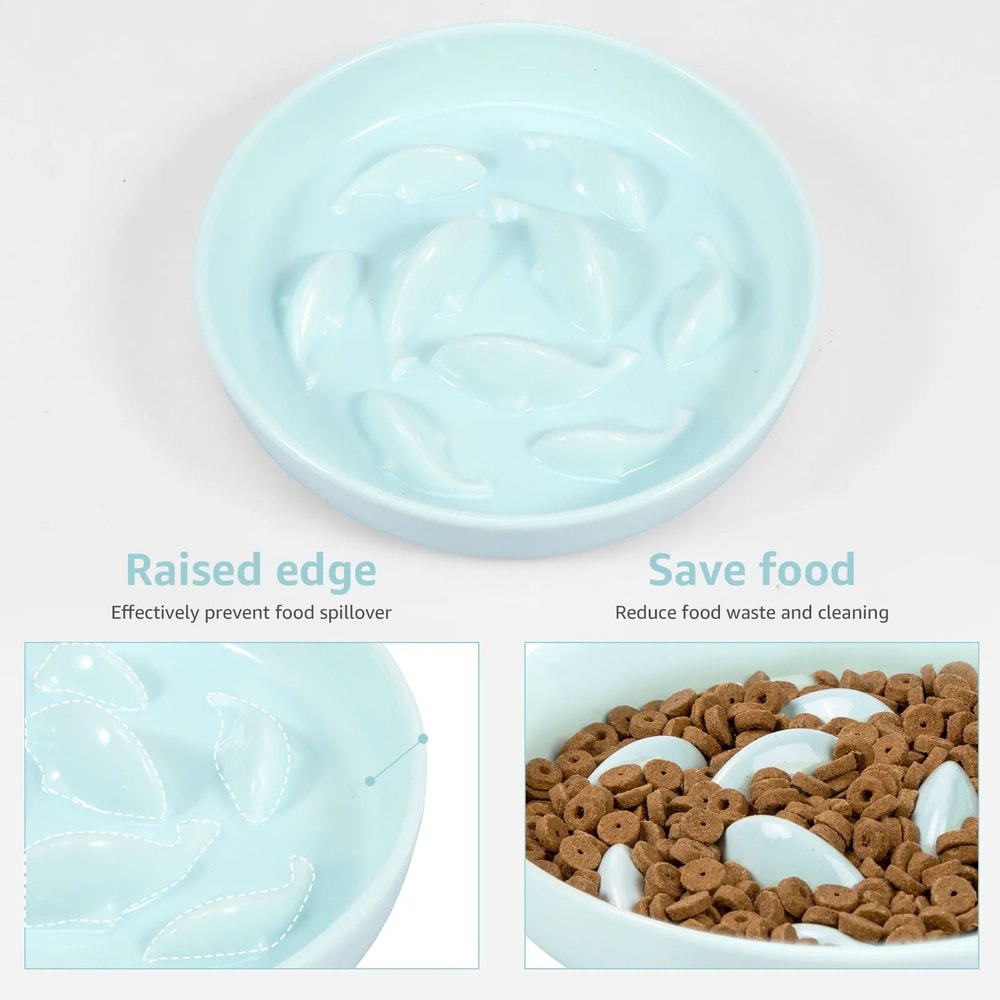 Cat Slow Feeder Ceramic Bowl 6