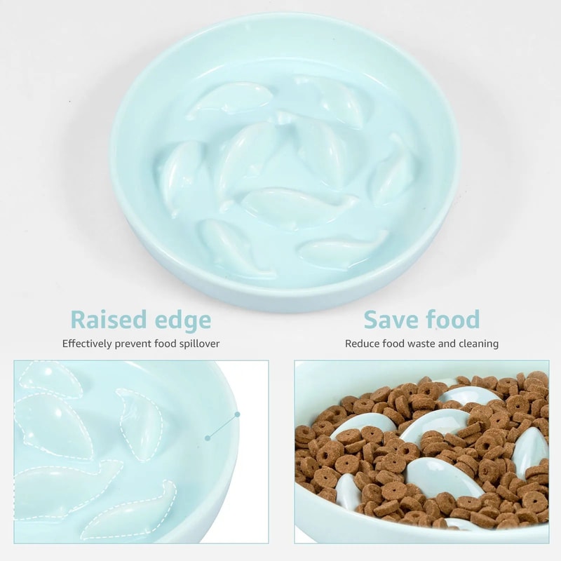 Cat Slow Feeder Ceramic Bowl 6