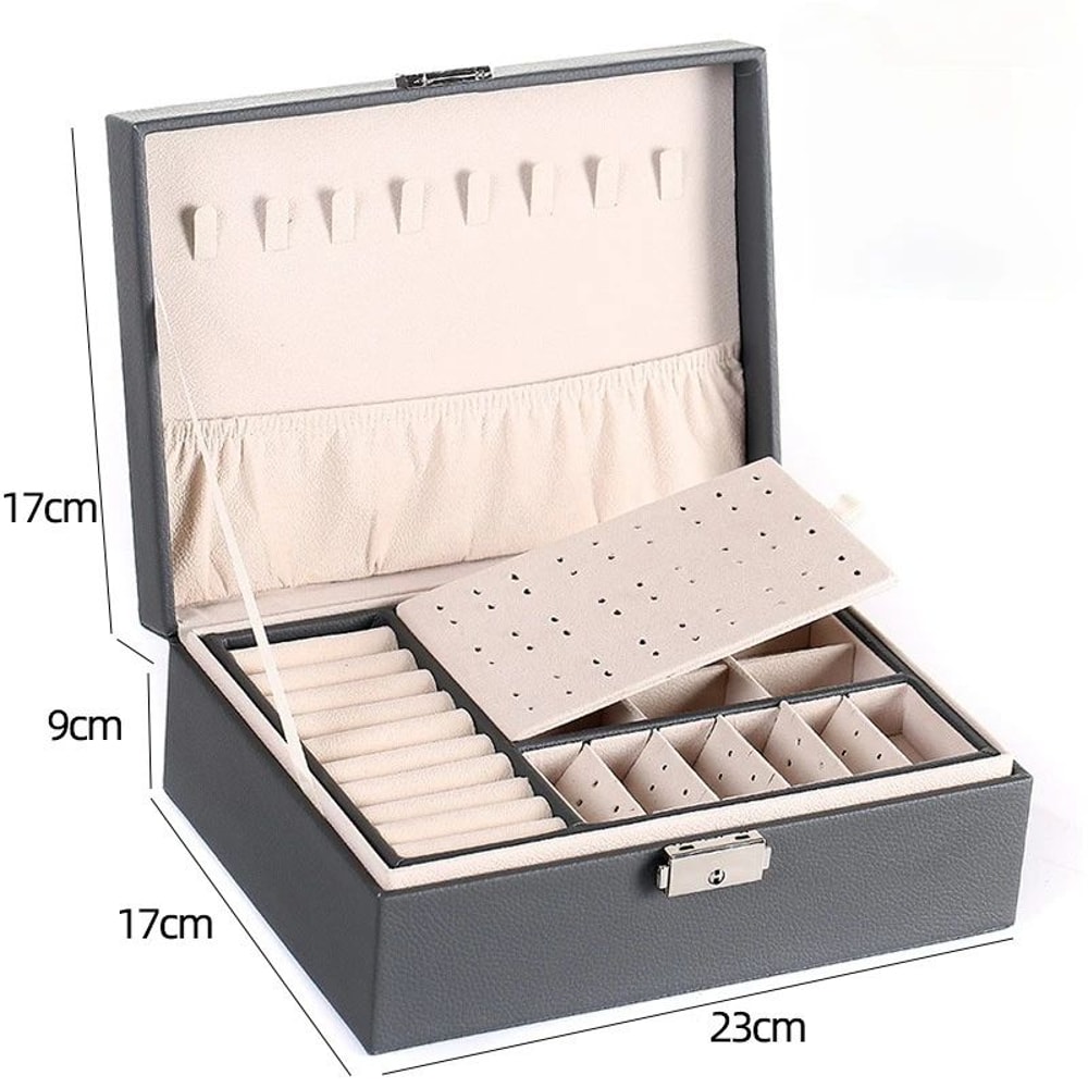 Double Layer Wooden Jewelry Box 5
