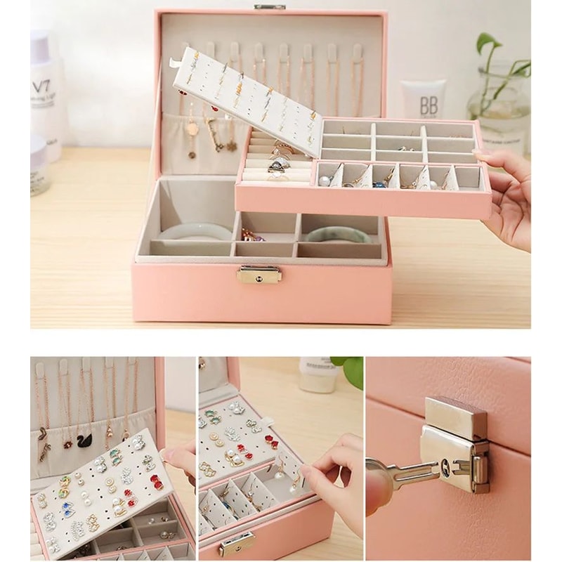 Double Layer Wooden Jewelry Box 7