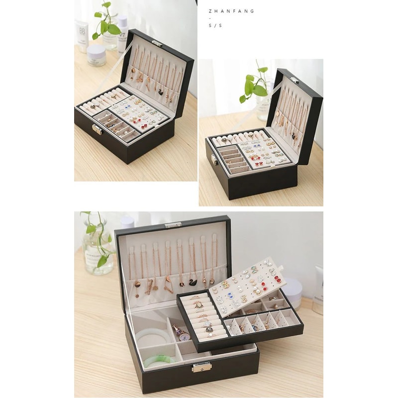 Double Layer Wooden Jewelry Box 9