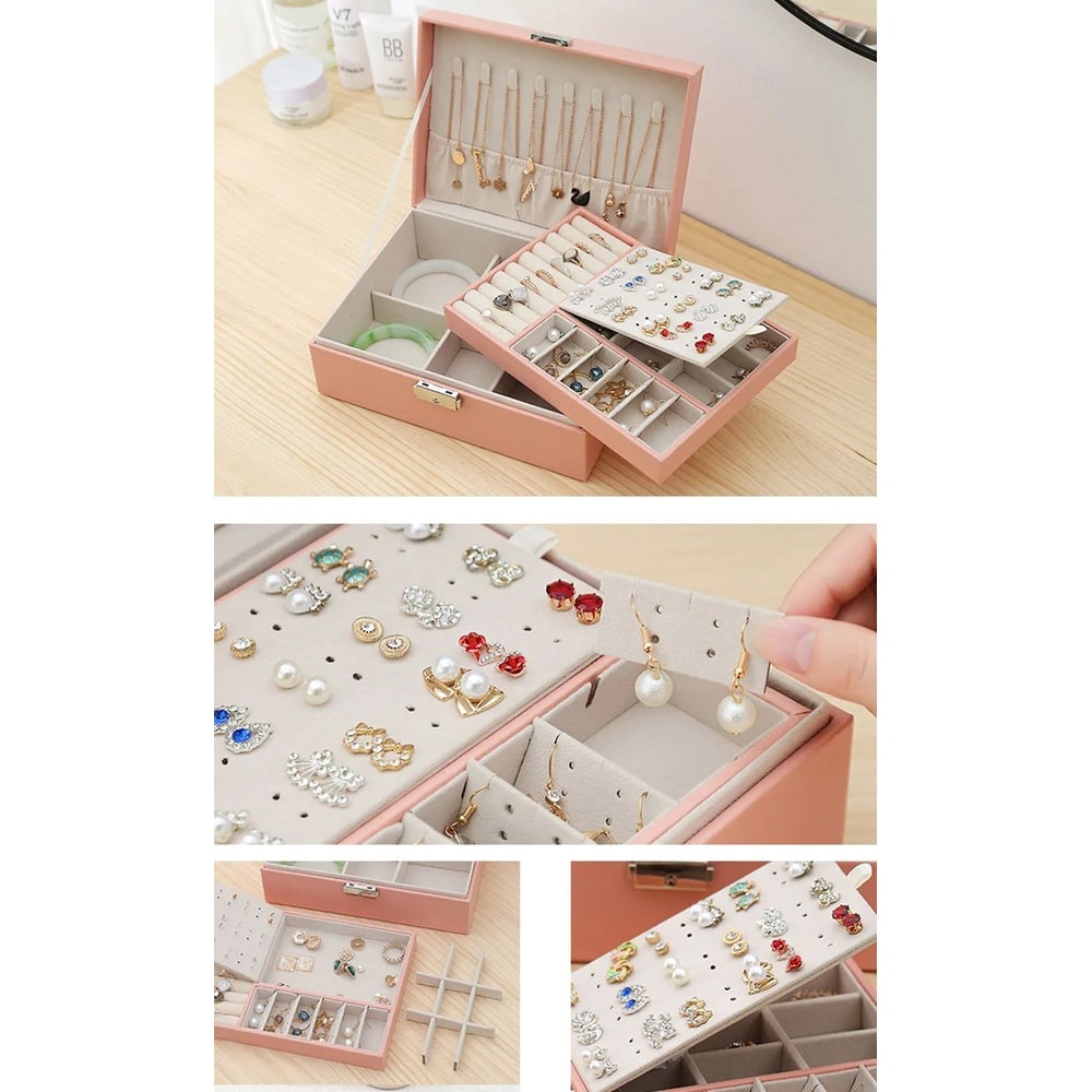 Double Layer Wooden Jewelry Box 10