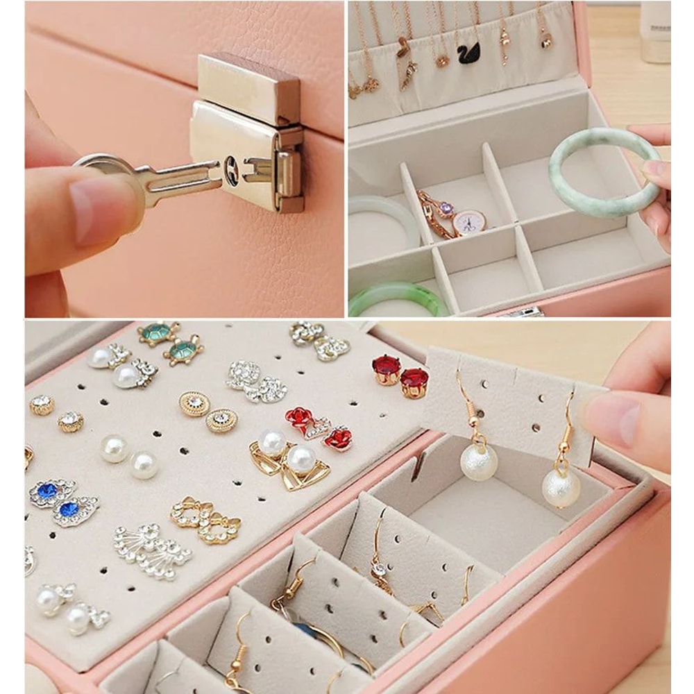 Double Layer Wooden Jewelry Box 11