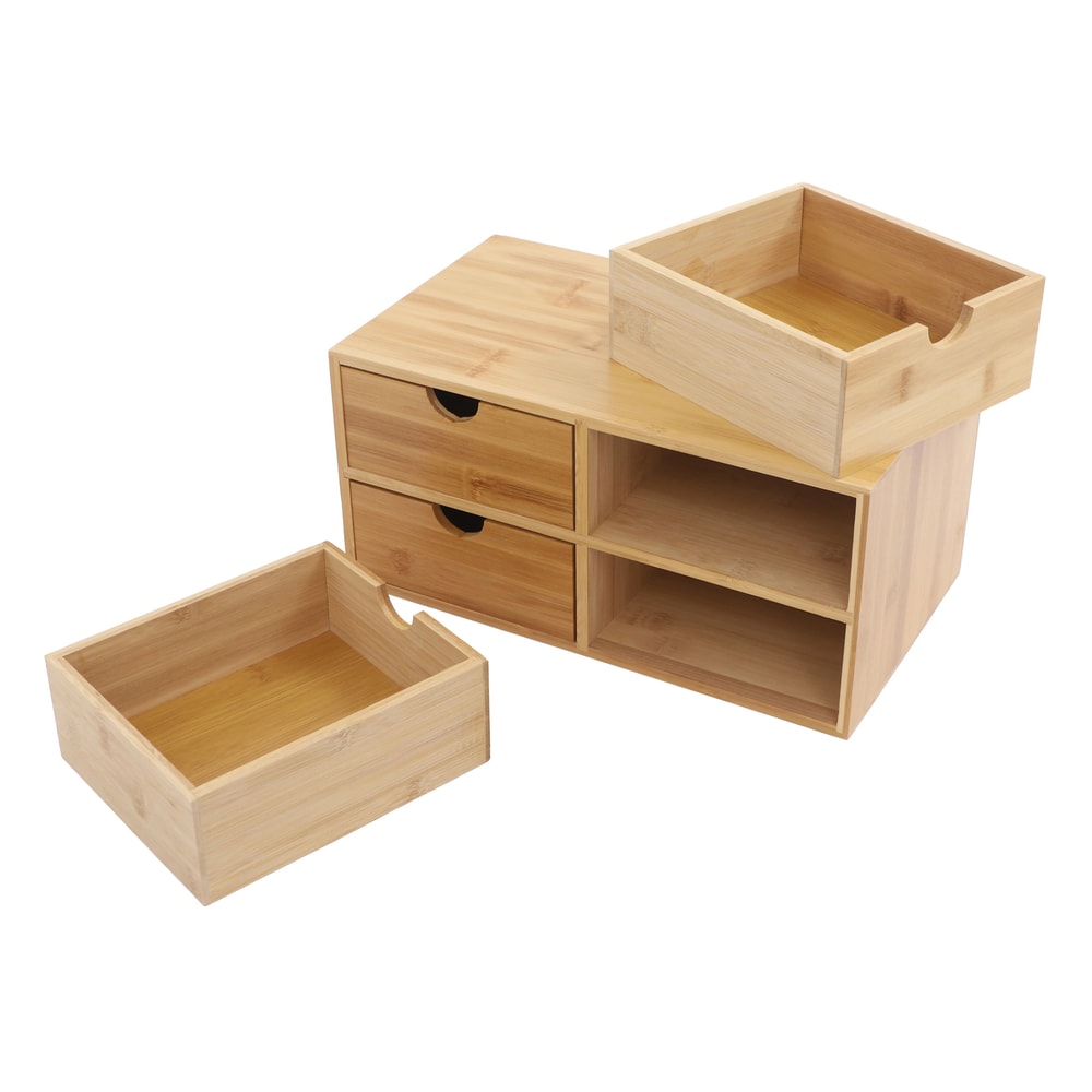 Bamboo 4Drawer Desktop Organizer For Desk Storage 8