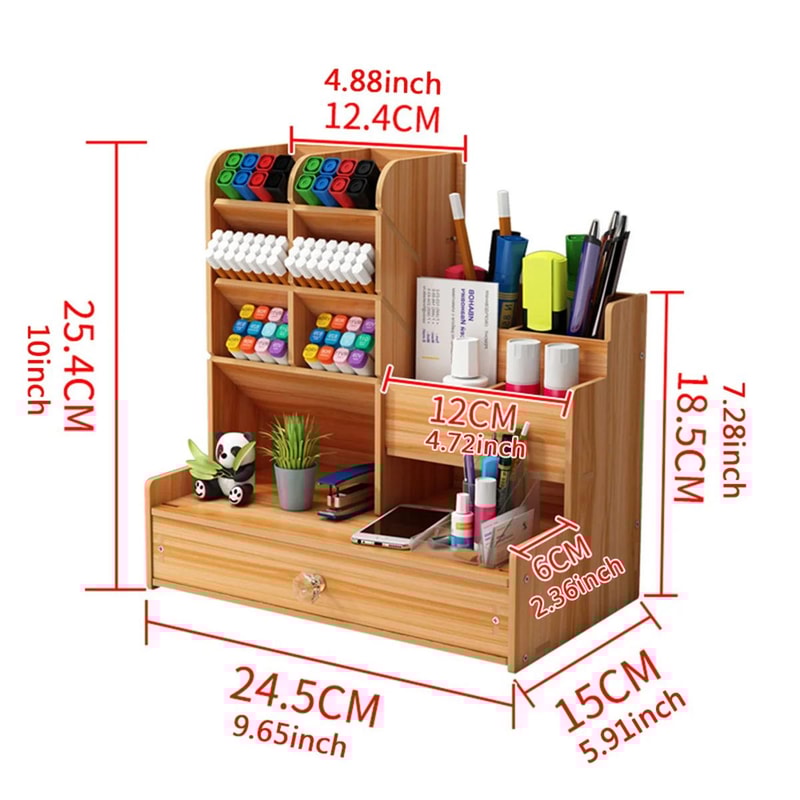 Wooden Multifunction Pen And Stationery Storage Box 5