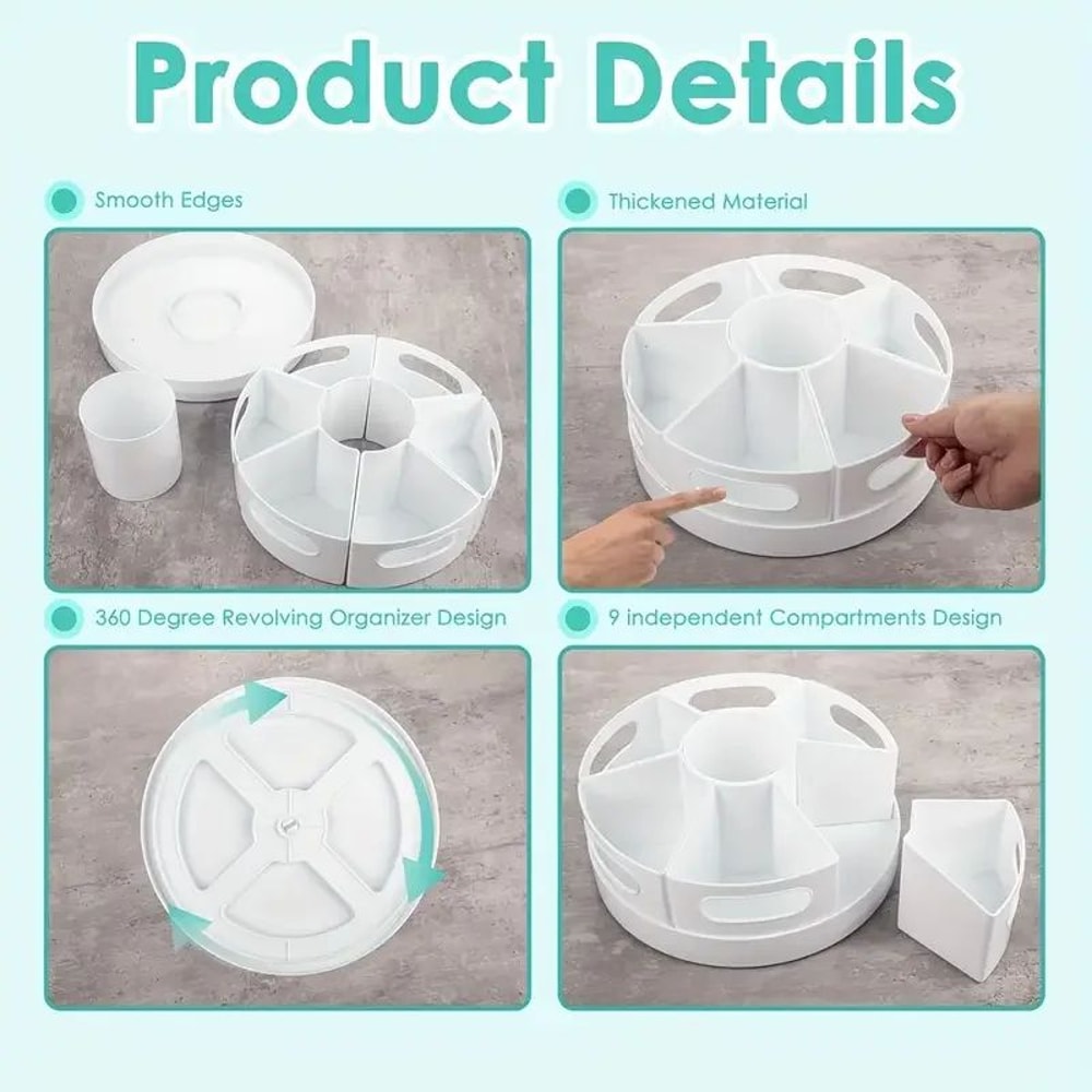 360 Degree Rotating Desk Organizer With 7 Removable Bins 3