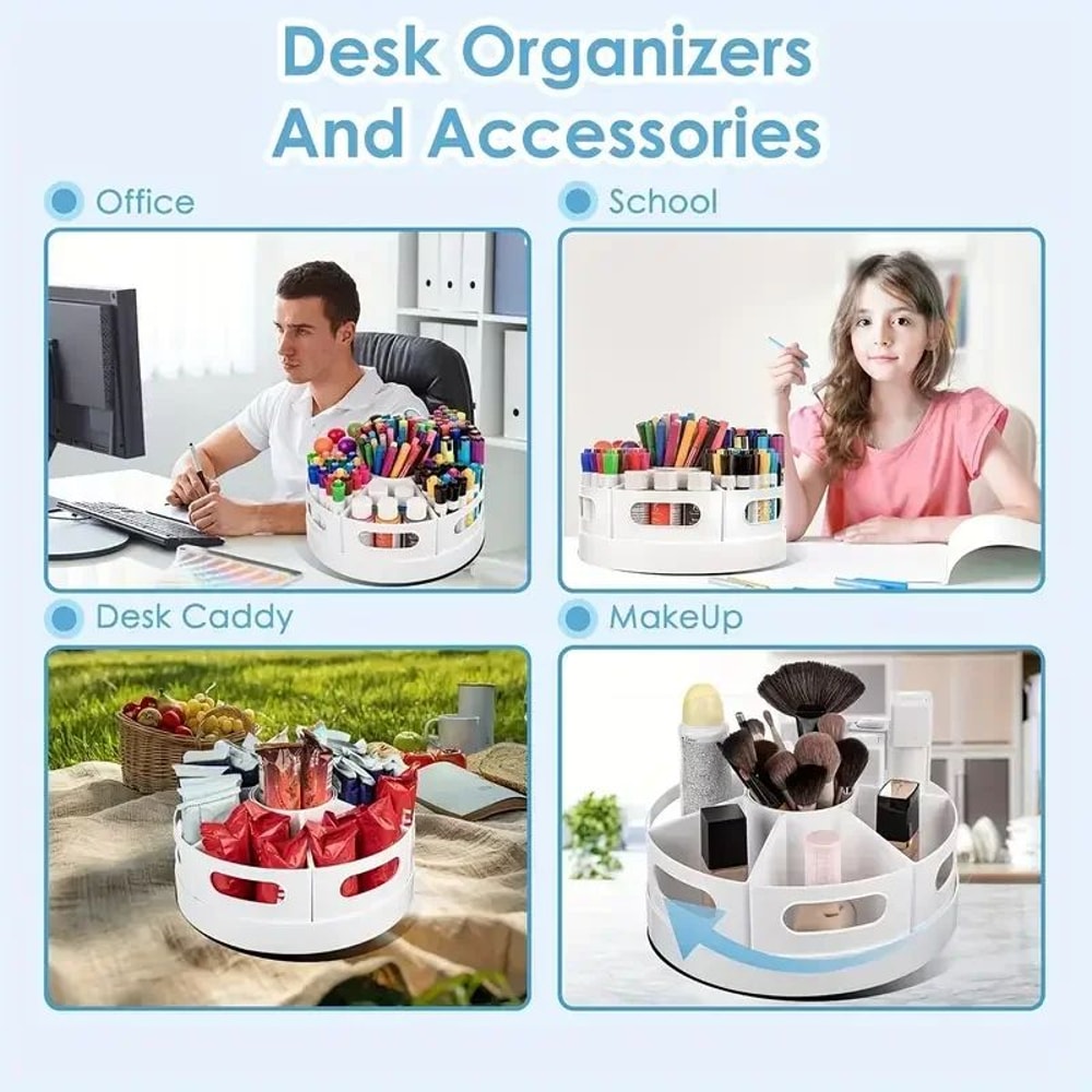 360 Degree Rotating Desk Organizer With 7 Removable Bins 4