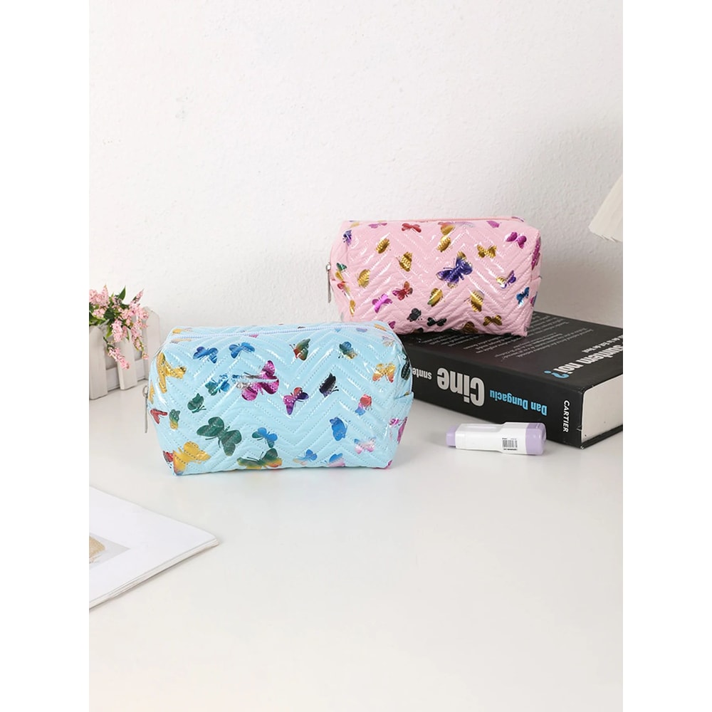 Colorful Glossy Butterfly PU Leather Pencil Case And Desk Organizer 6