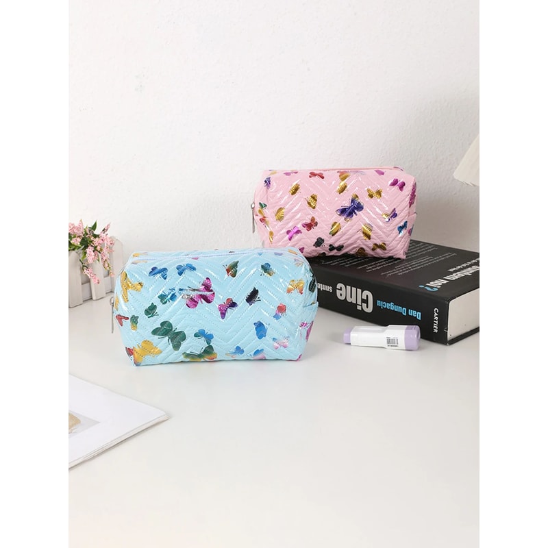 Colorful Glossy Butterfly PU Leather Pencil Case And Desk Organizer 6