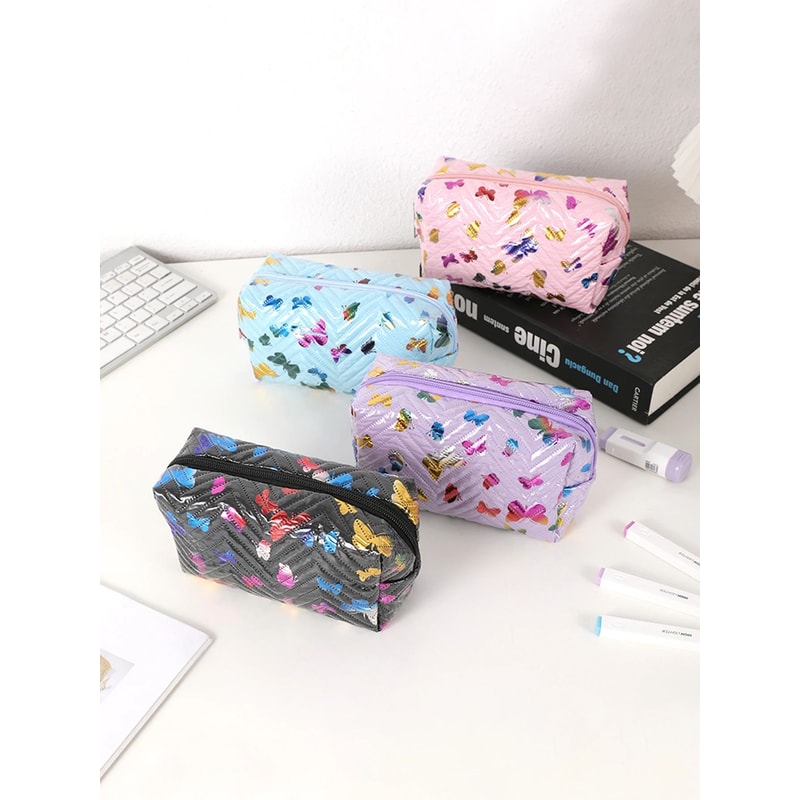 Colorful Glossy Butterfly PU Leather Pencil Case And Desk Organizer 8