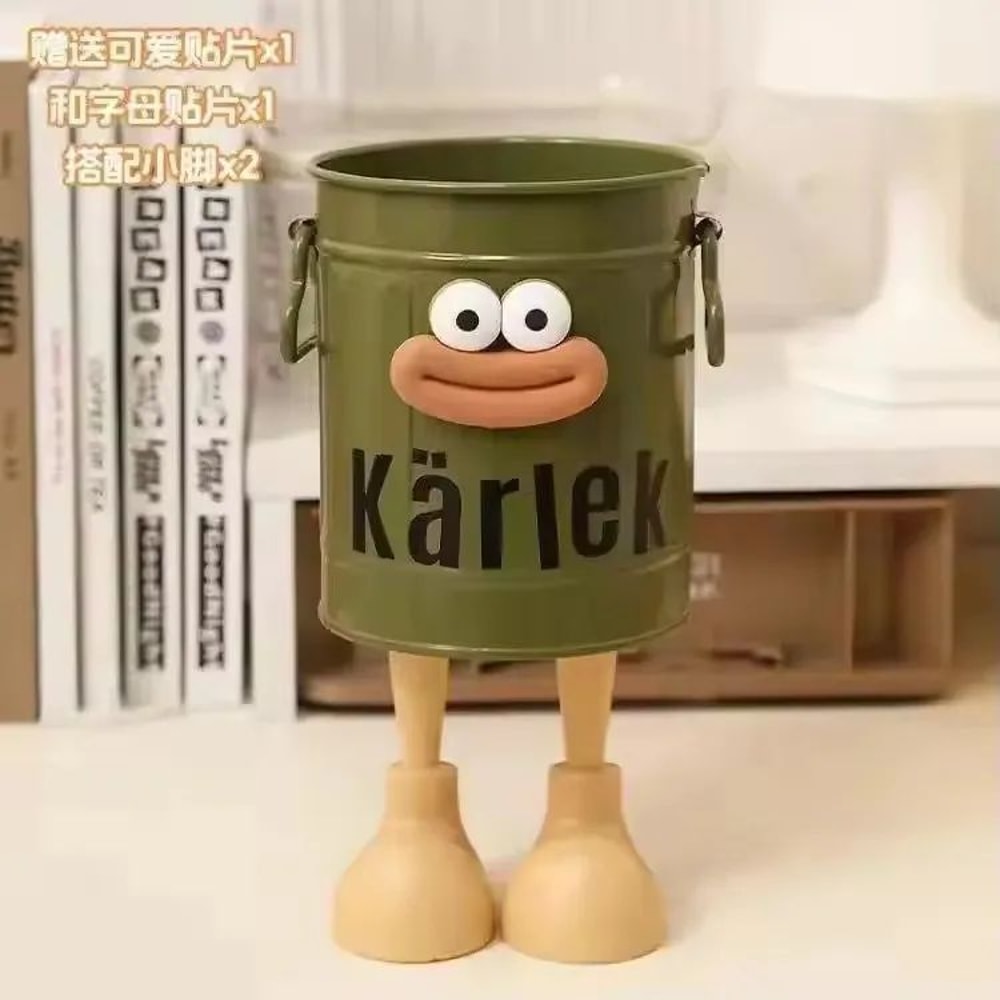 Cartoon Pen Holder Desk Organizer With Random Letter Stickers 9