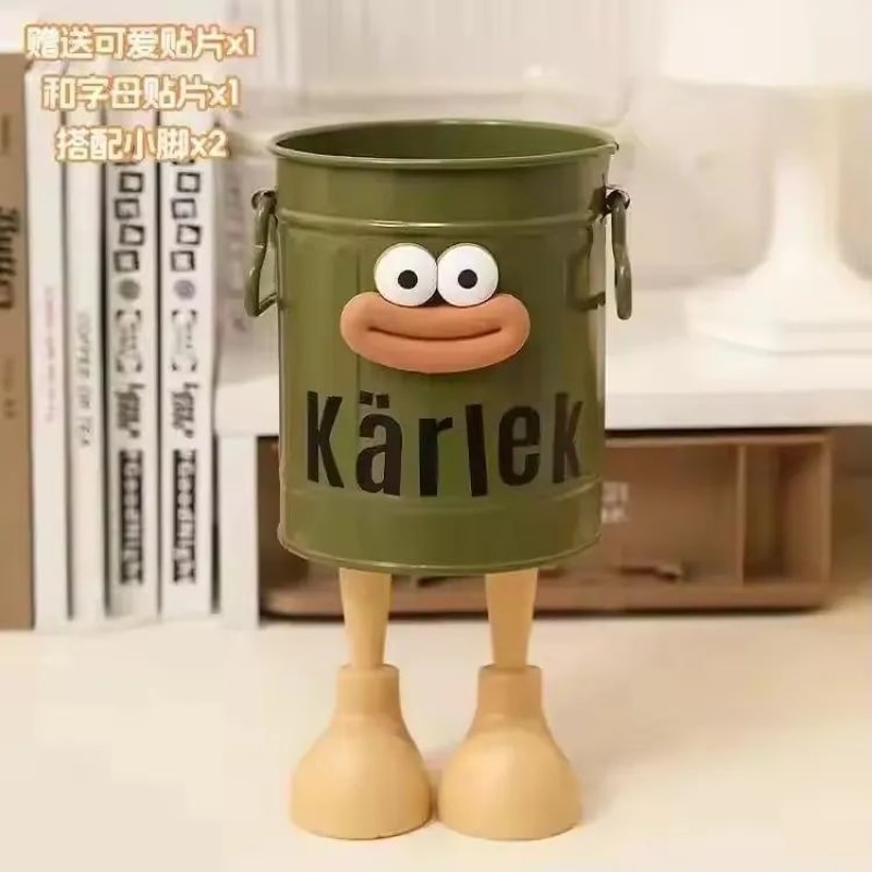 Cartoon Pen Holder Desk Organizer With Random Letter Stickers 9