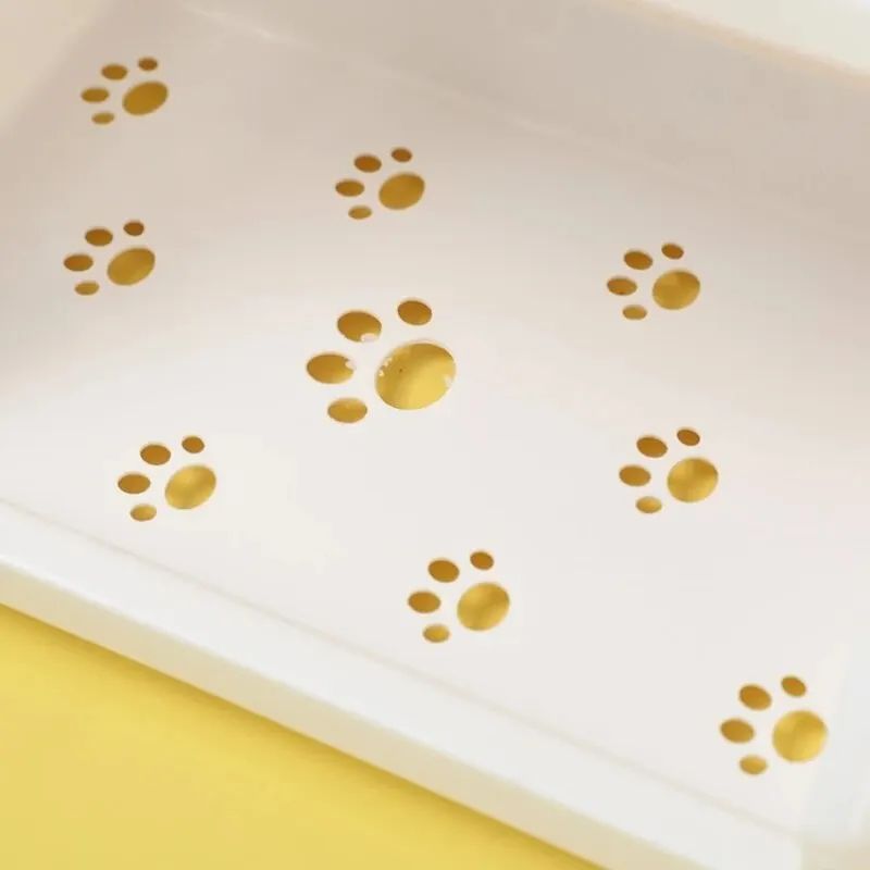 White Double Tier Desktop Storage Shelf With Cats Paw Design 5