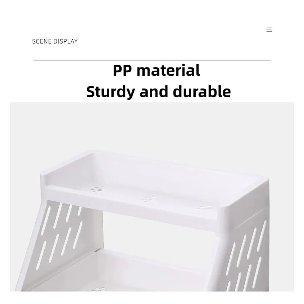 White Double Tier Desktop Storage Shelf With Cats Paw Design 9