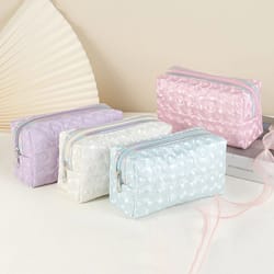 glitter floral pu pencil case and stationery organizer