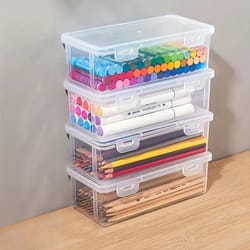 transparent plastic pencil storage box 1/3/6pcs set