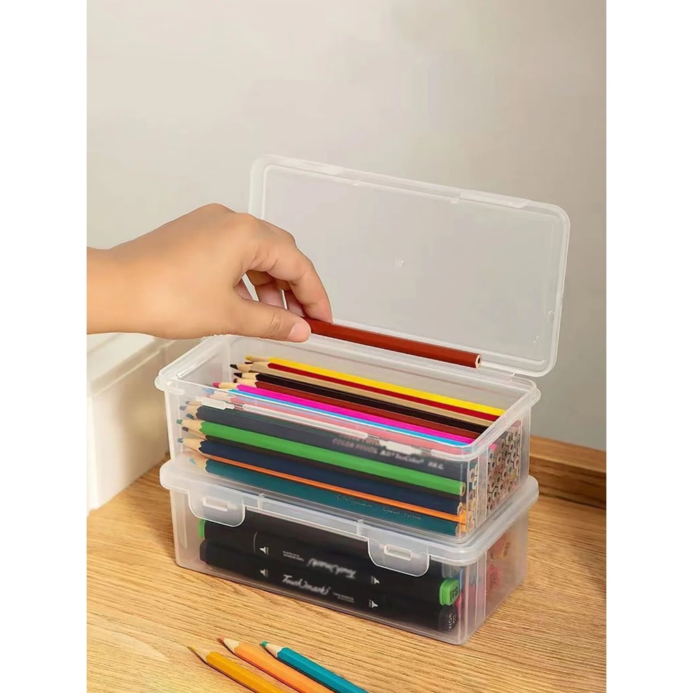 Transparent Plastic Pencil Storage Box 136pcs Set 5