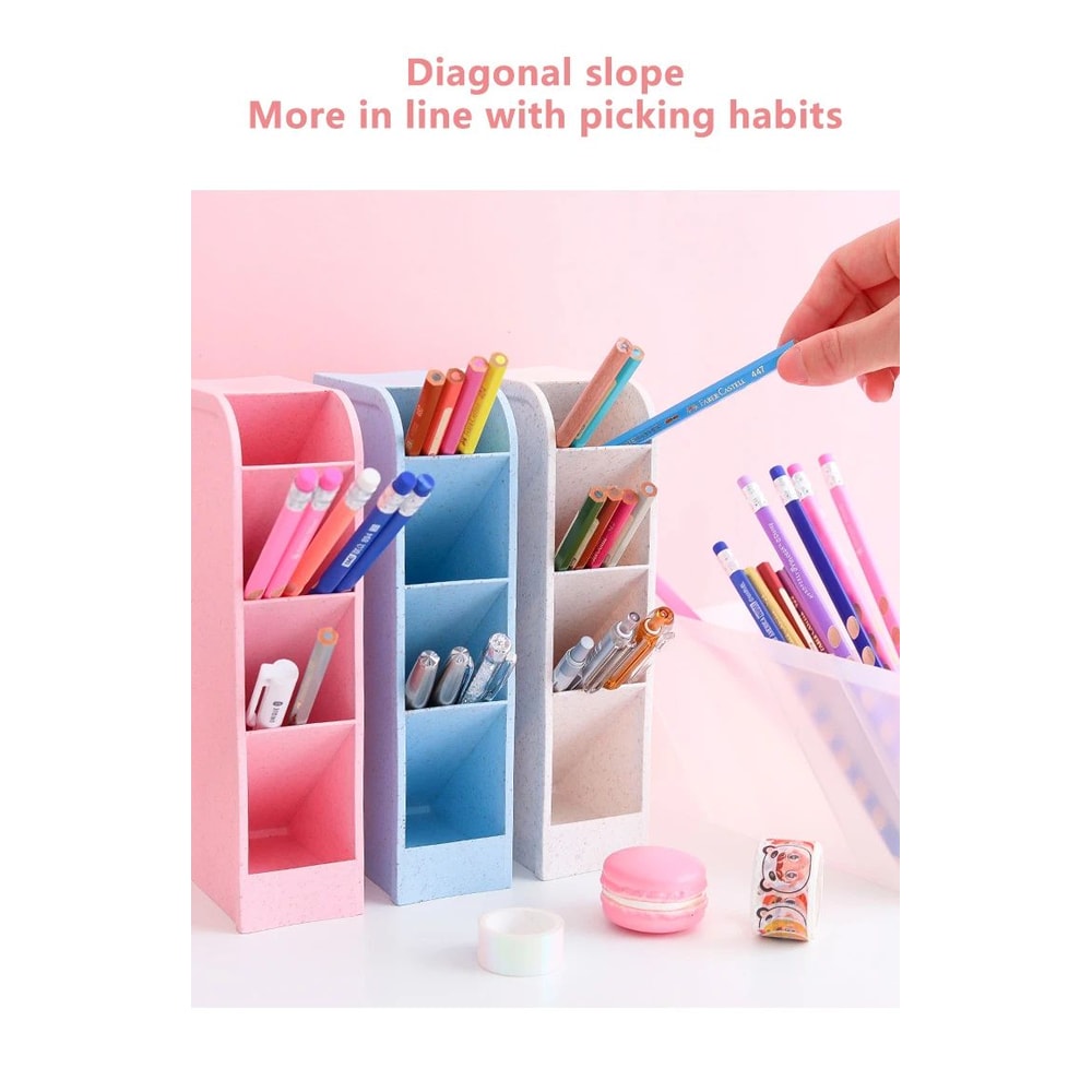 Large Capacity Oblique Desktop Pen And Stationery Organizer 10