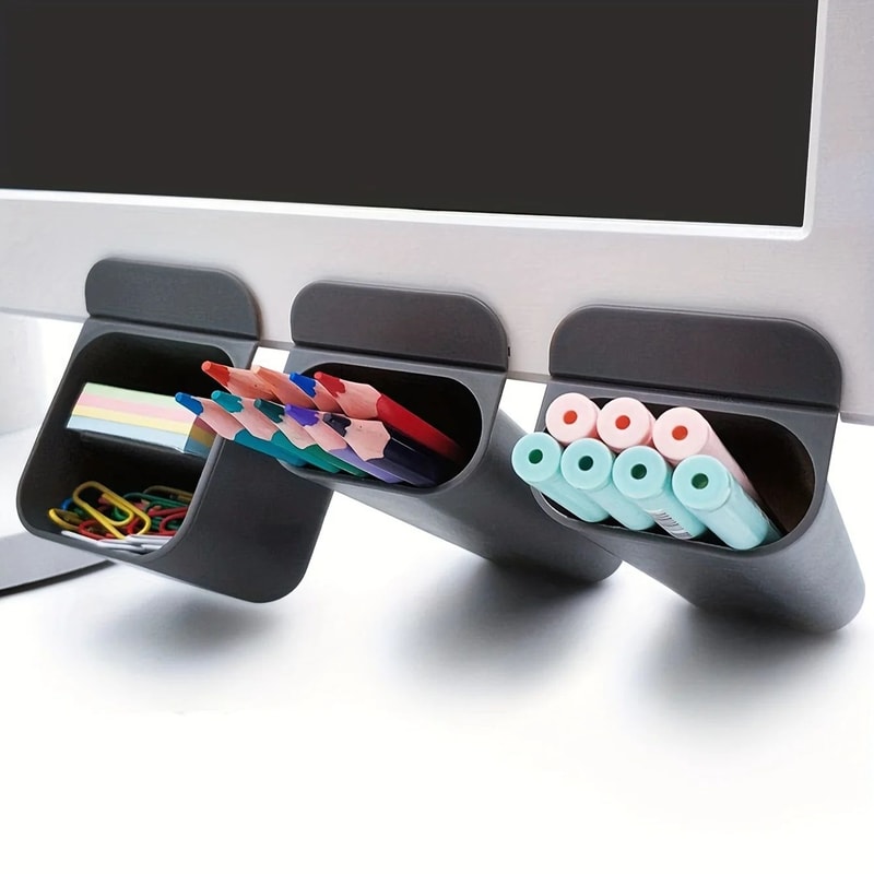 ClipOn Pen And Pencil Holder Storage Set With Adhesive Base 6