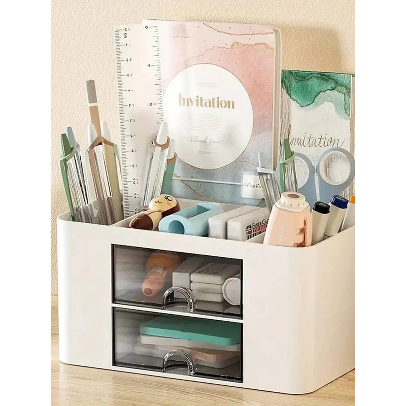 Large Capacity Pen Organizer With 2 Drawers For Desk 1