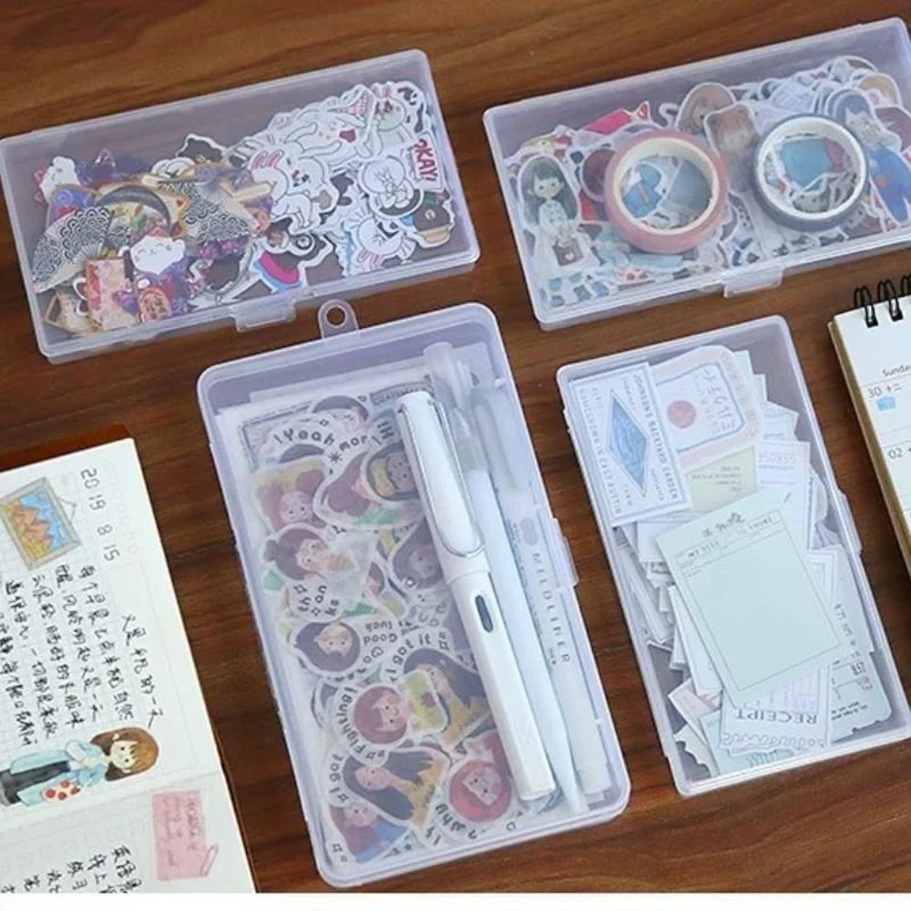 Mini Transparent Plastic Stationery Storage Box Organizer 4
